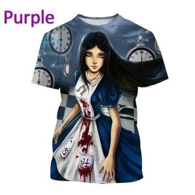 Horror Movie Alice Cartoon Short-sleeve Streetwear T-shirt Men Women Dark Fairy Tale Casual 3D Printed Tops Kid Novelty Tees