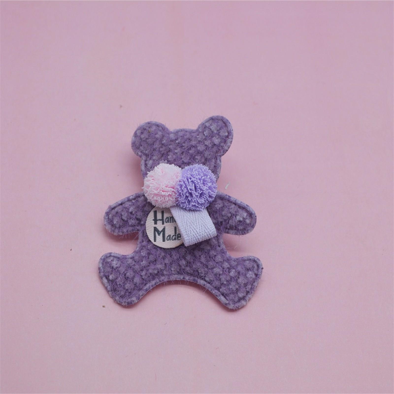 

10 шт. 68*55 мм мягкий тканевый медведь с жемчужным бантом, аппликациями из стразов для самостоятельной сборки одежды, шляп, леггинсов, головных уборов, обуви, шитья заплаток One Size фиолетовый