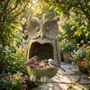 Resin Owl Bird Feeder Handicraft Realistic Tree Mounted Bird Feeder Waterproof Weather Resistant Tree Face Bird Feeder Backyard
