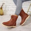 Women New Casual Snow Boots Autumn Winter Retro Women Boots Fashion Plush Lace Up Flat Ankle Boots