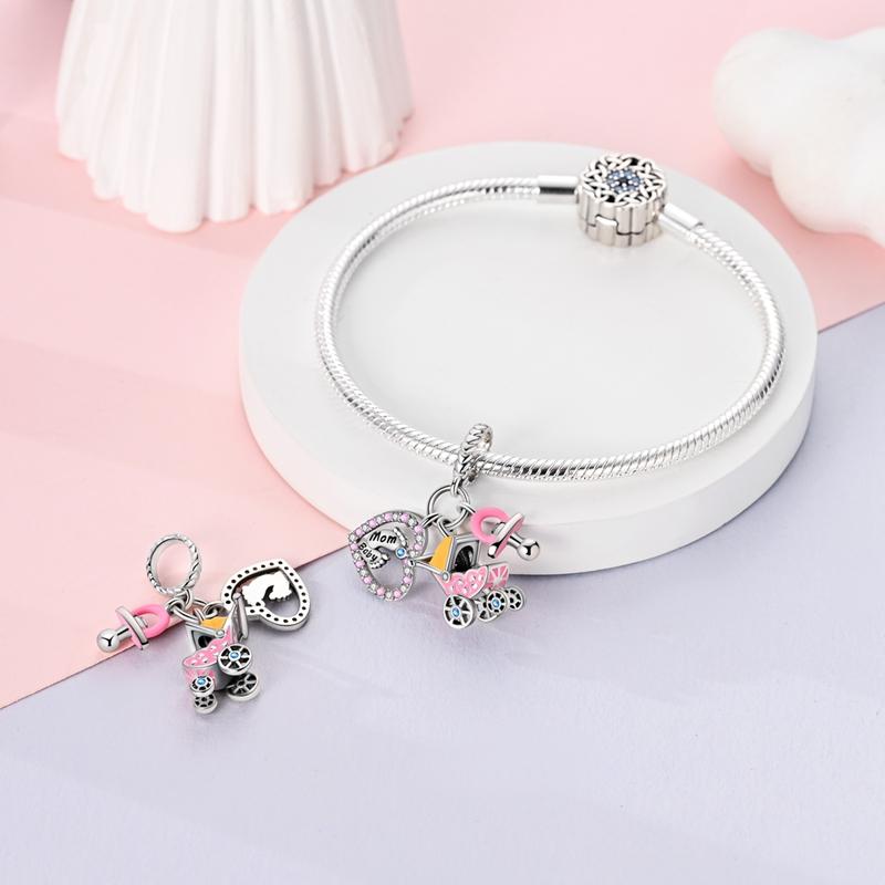 Charms Copperbaby Stroller Pacifier Footprint Pendants Fit Charms Plataoriginal Bracelet Women Jewellery Making Gifts