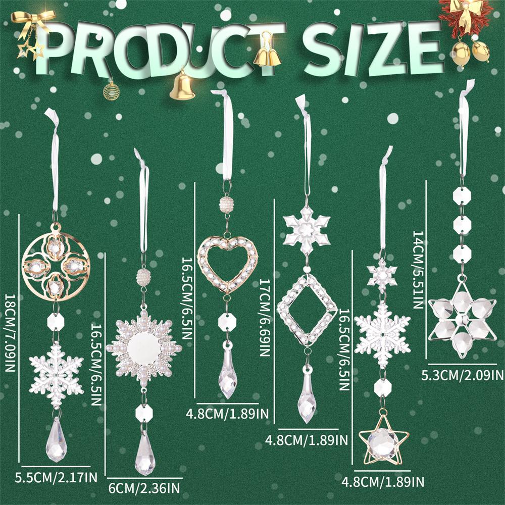 Acrylic Christmas Ornaments Gift Set Snowflake Icicle Teardrop Crystal Clear Decorations Hanging Pendants
