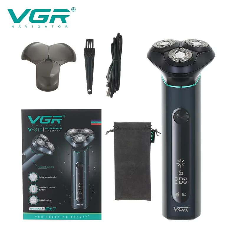 

New VGR V-310 Three-blade Head IPX6 Waterproof Metal Body Men s Floating Shaver with LCD Digital Display Long Battery Life Clean and Skin-friendly чёрный