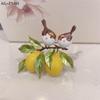 Trendy Enamel Bird And Lemon Brooches For Women Animal Fruit Pins Casual Party Accessories New Year Gifts