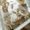 1PC 30X40cm Happy Easter Bunny Rabbit Egg Pattern Printed Placemats Table Cover, Placemats for Kitchen