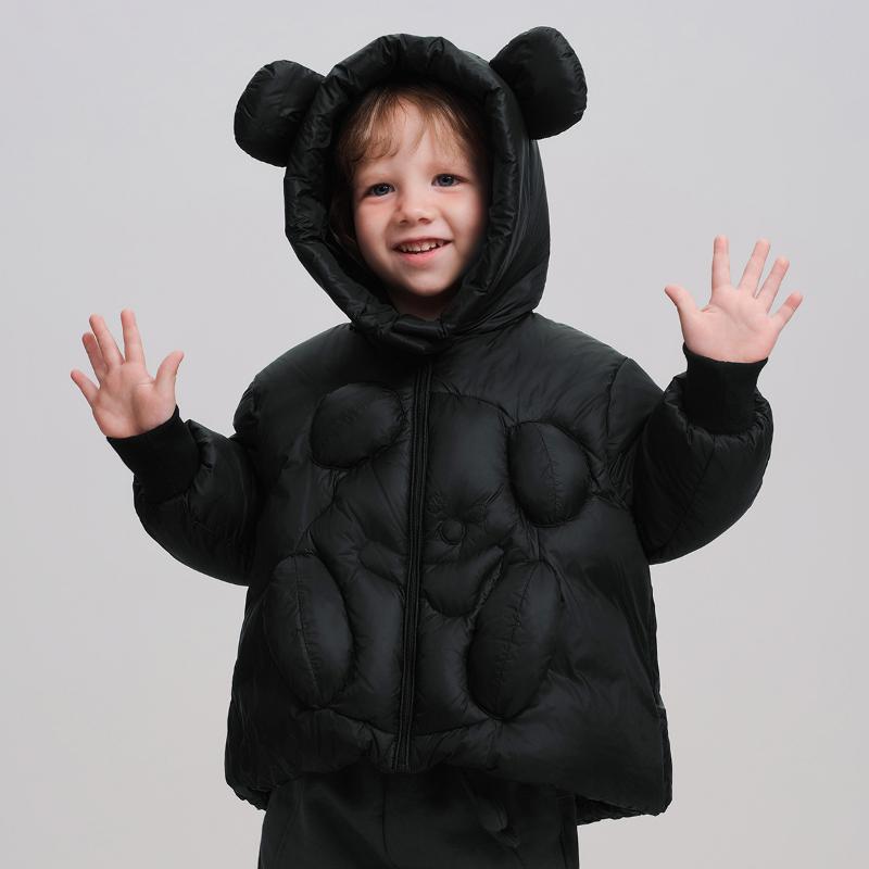 

Милая куртка-пуховик Bear, новая зимняя детская теплая белая куртка-пуховик с утиным пухом 130cm чёрный