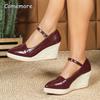Pointed Toe Chunky Heel Platform Sandals Women's Buckle Strap Wedges Thick-sole Casual Pumps Shoes Size 35-42 Zapatos De Mujer
