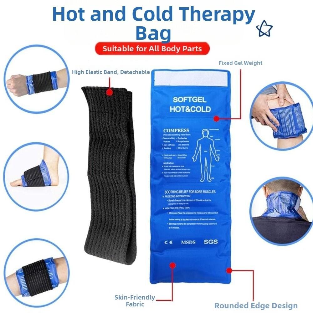 Soft Reusable Hot Cold Gel Pack Elastic Gel Ice Heat Pad Cold and Hot Wrist Ankle Gel Ice-Cold Pack Sports