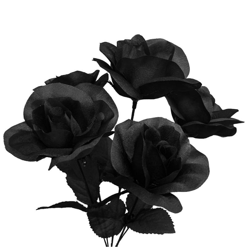 Artificial Rose Flower Arrangement with Fabric Leaves for Halloween Party Table Centerpiece Room Vase Display Photo Scene Placement