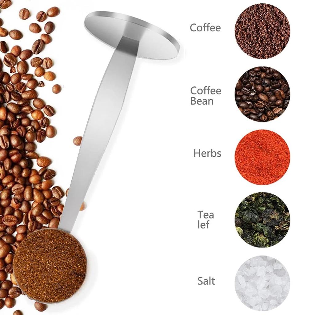 1Pc 2-in-1 Stainless Steel Coffee Scoop,Tamping Dual-Purpose Coffee Spoon Powder Hammer Tamper for Measuring and Tamping