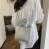 Textured Woven Pattern Solid Color Retro 2025 New Casual Simple Commuter Shoulder Crossbody Portable Small Square Bag Woman