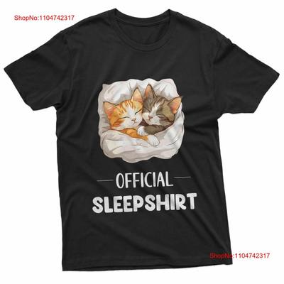 Official Sleepshirt Cute Sleeping Cat Animal Lovers Pajama T Shirt Vintage Washed Streetwear Unisex Homme Slightly Stretched