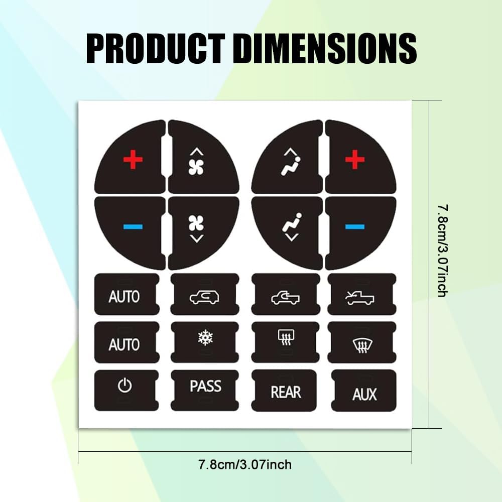 2PCS AC Dash Button Repair Kit, Car Fixing Decal Replacement, Repair for Ruined Faded A/C Control Buttons, Automotive Accessories CD Button Panel