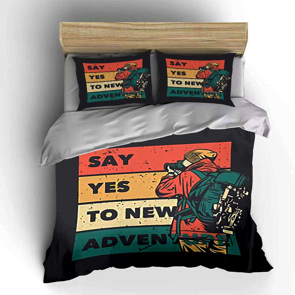 Say Yes to New Adventures Bedding Duvet Cover Set Duvet Cover Pillowcases (1*Duvet Cover 2*Pillowcases, without duvet insert)