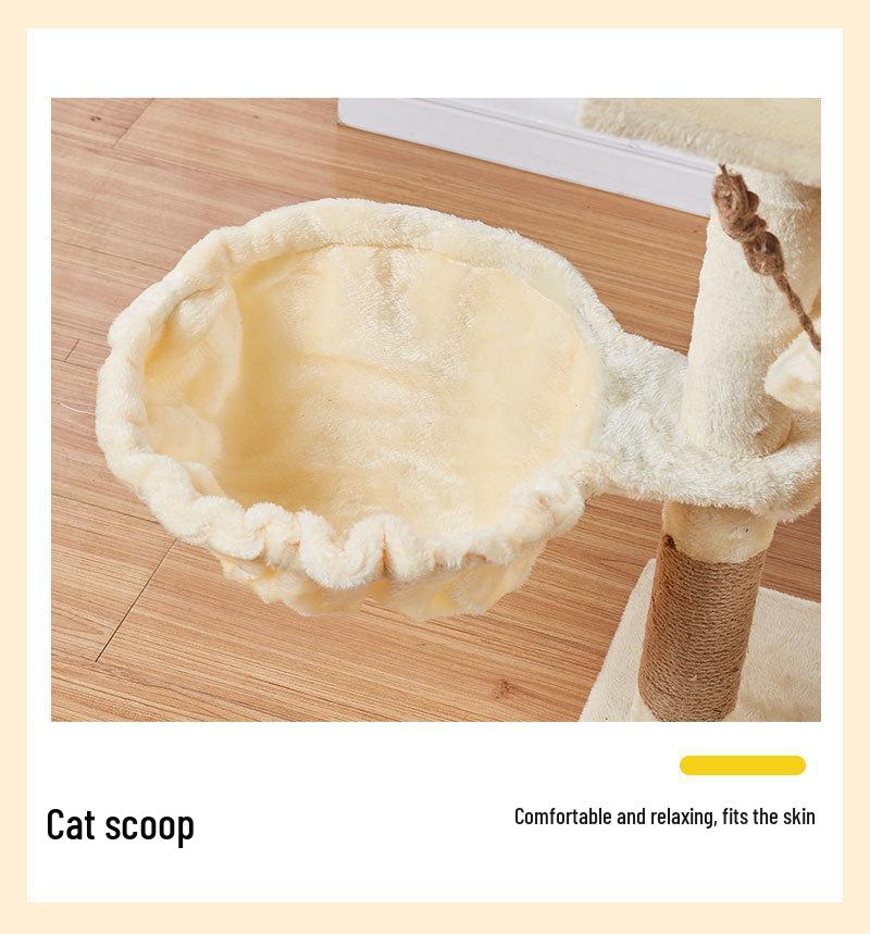 Velvet Cat Tree: Large Climbing Frame & Bed for Cats and Kittens, Space-Saving Design for All Seasons
