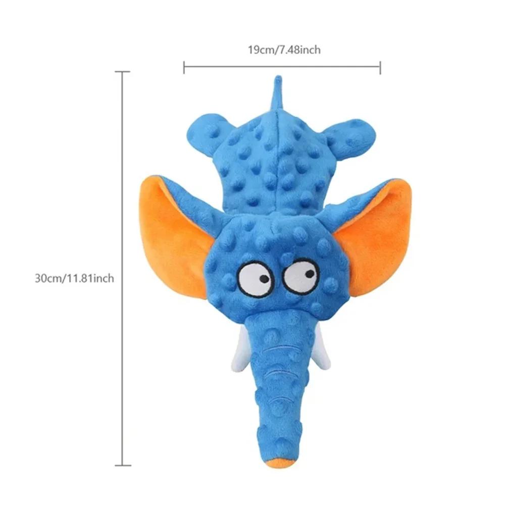 Durable No Stuffing Dog Chew Toys Soft Plush Squeaky Elephant Shaped Pet Toy for Dogs Stuffingless Puppy Toys for Teeth Cleaning
