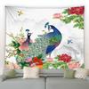 Cute Peacock Tapestry Peony Flower Butterfly Bird Wall Hanging Chinese Landscape Painting Tapestry for Living Room Bedroom Decor