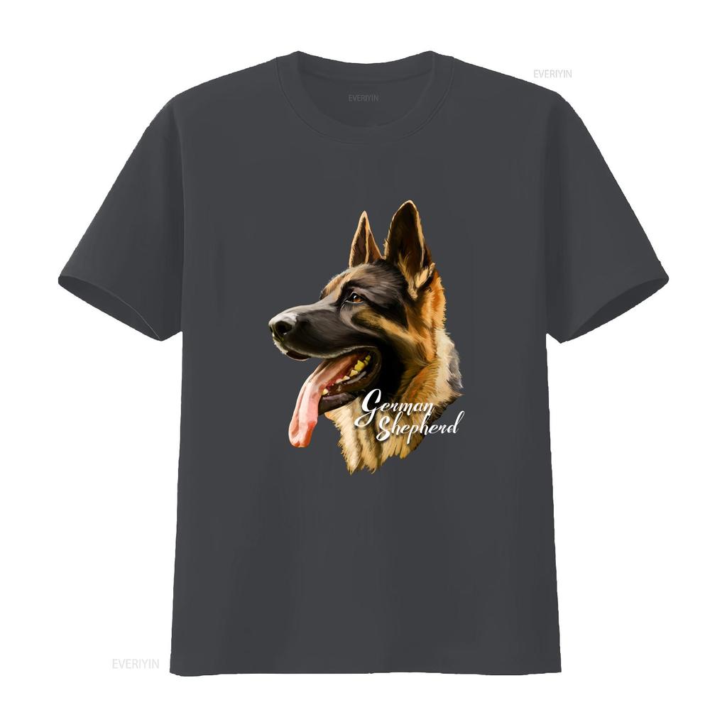 German Shepherd Sharp Dog T Shirt Dogs s Black vintage Washed Top For Everyday Wear fashion Versatile Stretched Breathable