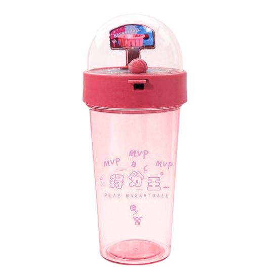 Basketball Shot Water Bottle with Mini Hoop 500ml Portable Sports Cup Creative Outdoor Gift for Kids Students