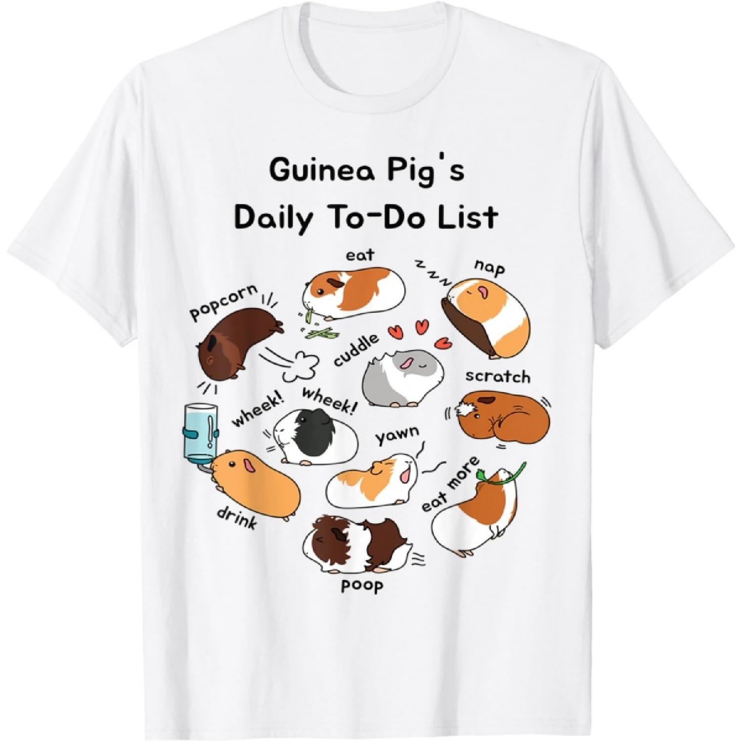 Guinea Pig Daily To-Do List Funny Cute Guinea Pig Lover T-Shirt XXXXXL белый