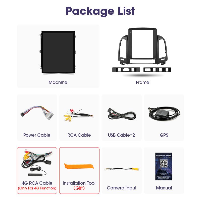 9.7" 2 Din Android 12 Car Radio For Hyundai Santa Fe 2 2006-2012 Multimedia Video Player GPS 4G Carplay Auto Stereo RDS DSP DVD