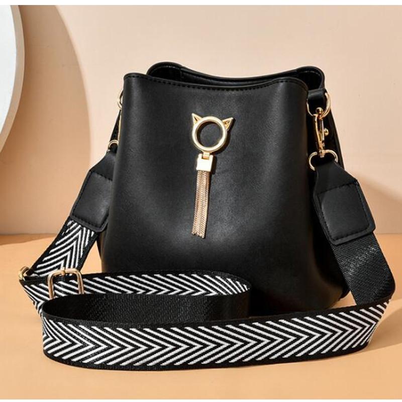 Geantă de damă din piele cu curea largă de calitate, de designer la modă, tip crossbody