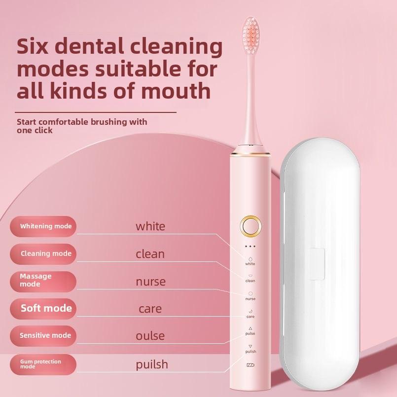 Brosse à Dents Électrique pour Hommes et Femmes Rechargeable Ultrasonique à Poils Doux Brosse à Dents Domestique de Voyage en Extérieur