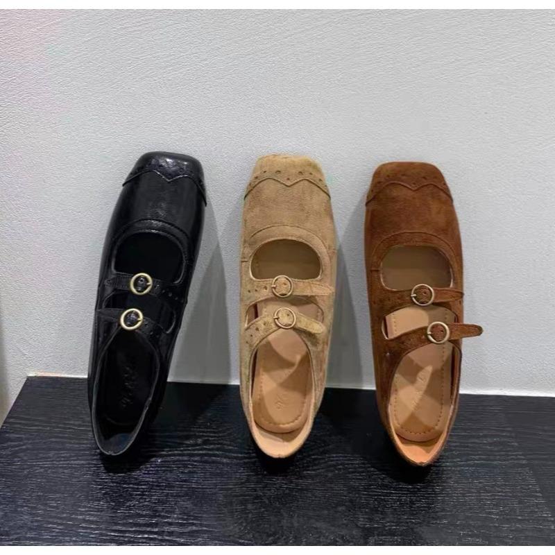 Fashion New Fashion Ladies Leather Flat Shoes Mary Jane Casual  Women Buckle Shoes Ladies Casaul Dress Low Heel Leather Shoes