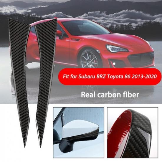 2X Side Rearview Mirror Strip Cover For Subaru BRZ Toyota 86 13-20 Carbon Fiber