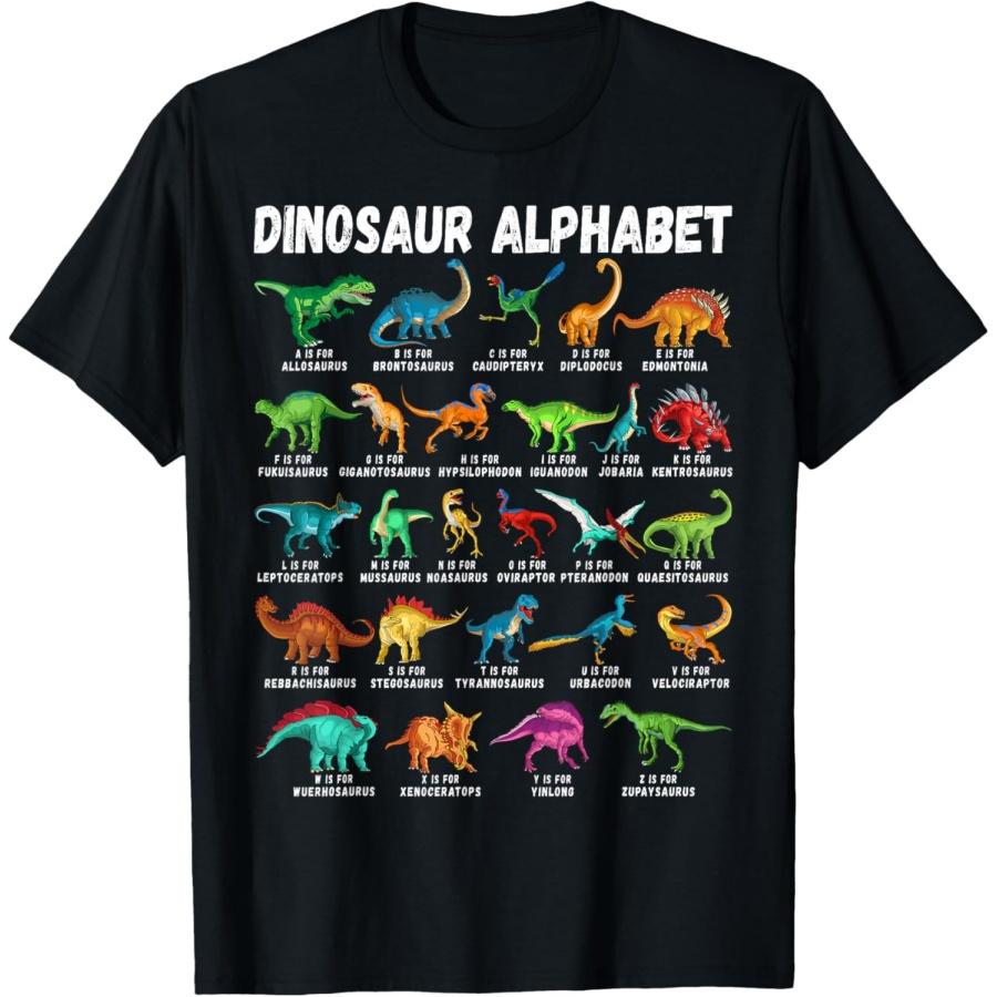 

Types Of Dinosaurs Alphabet A-Z ABC Dino Identification T-Shirt XXXXXL чорний