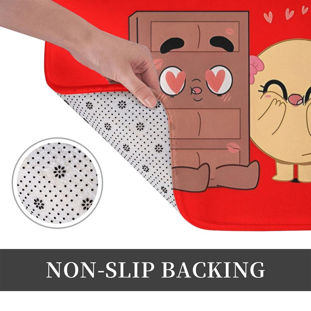 1pc Non-slip Doormat Bath Mat Choco And Pancake Couples Love Balcony Carpet Welcome Rug Indoor Decor Christmas Decor Xmas