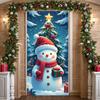 Xmas Backdrop Festive Atmosphere Snowman Banner Christmas Banner Green Pine Trees Snowman Backdrop For Family Celebration Xmas