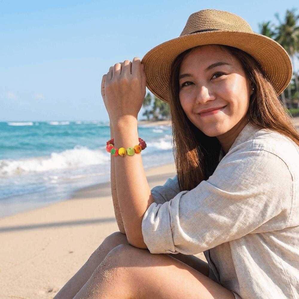 3D Fruit Acrylic Bracelet Simulated Elastic Cord Bracelet Summer Bohemian Jewelry Summer
