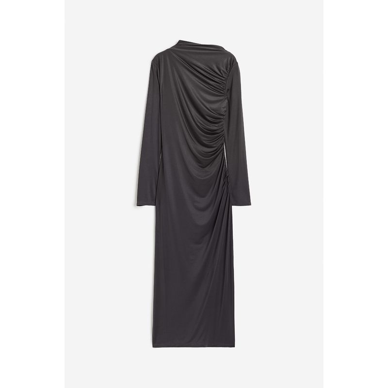

HM Women s Clothing Dress Fall Slim Fit Long Sleeves Elegant Graceful Gloss Slim Dress 1205368 Dark gray 155/80A(XS)