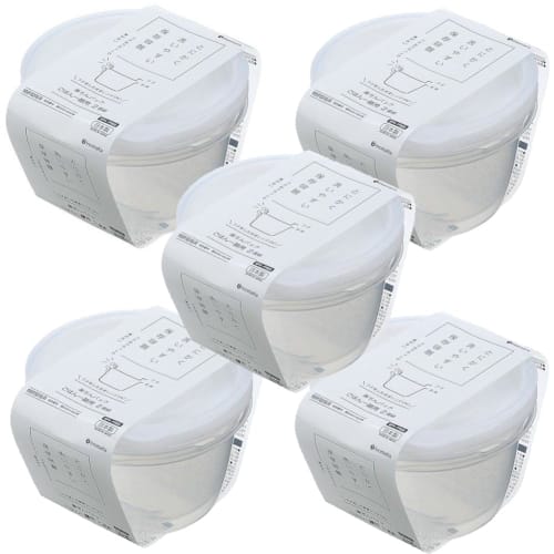 Inomata Chemical Easy Pack for One Serving of Rice, 2-Pack, Clear White, Set of 5