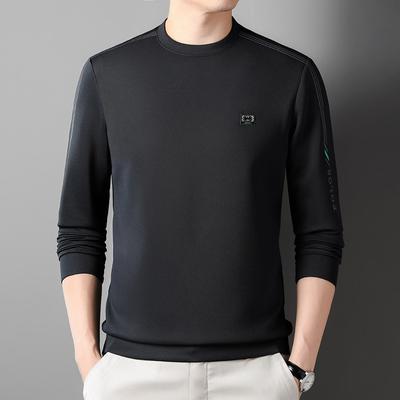 Herbst Neuer Stil Jung und Mittelalt Rundhals Atmungsaktiv Modisch Lässig Langarm T-Shirt Herren Trendiges Unterhemd