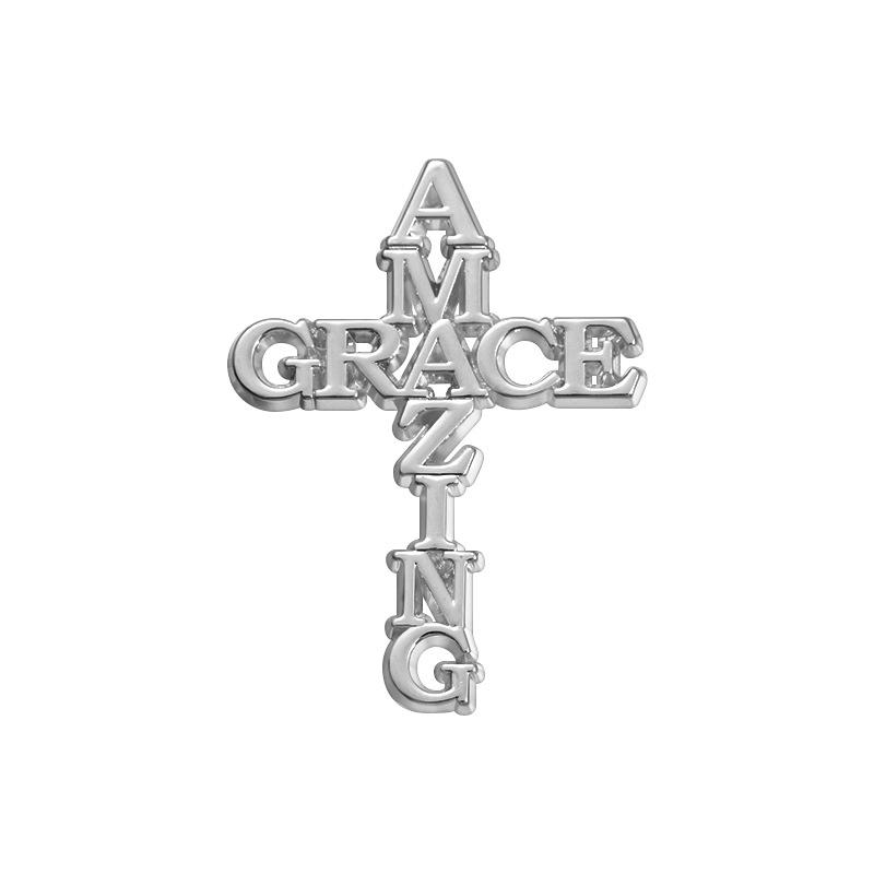 

Grace Amaze Stylish Cartoon Character Cross Letter Brooch Silver Heart Pin For Both Men And Women QHXZ1955