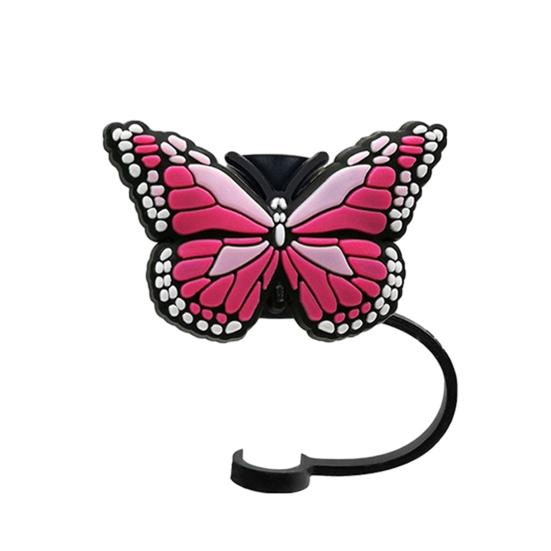 2Pcs Straw Cover Beautiful Butterfly Shape Silicone Straw Lid Food-grade Straw End Plug for Home Party Bar