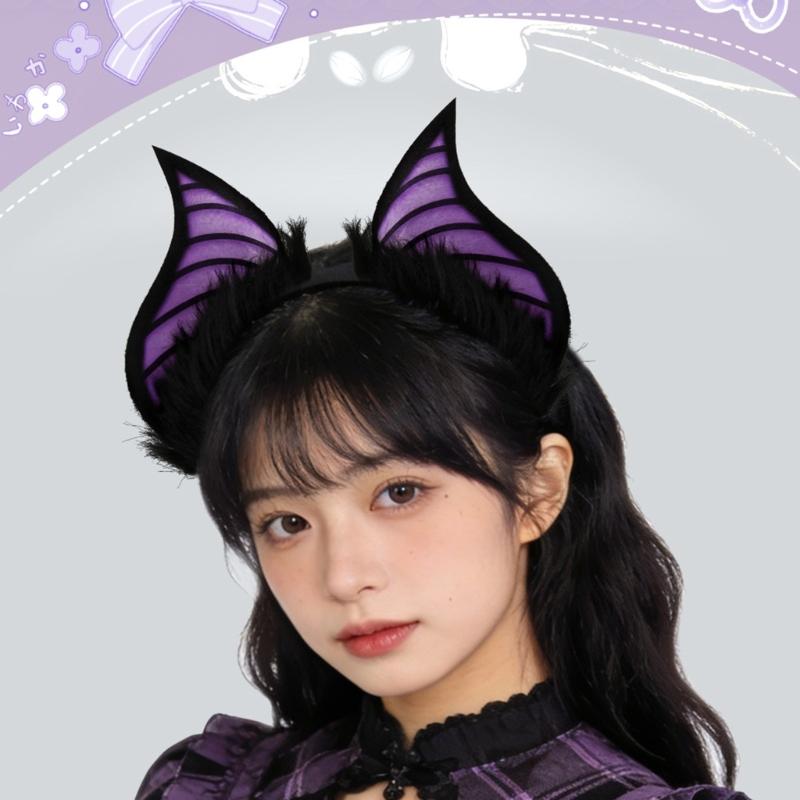 Furry Plush Bat Ear Headband For Adult Kids Cosplay Party Gathering Costume Accessories Hairhoop for Various Occasion