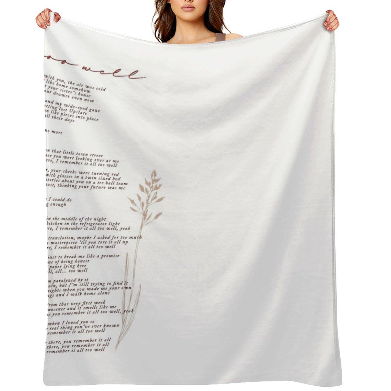 all too well lyric Throw Blanket Hairy Summer Beddings Blankets For Sofas Soft Beds Blankets 30x40in