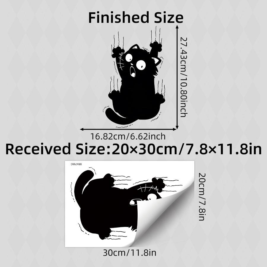 

Funny Black Cat Scratch Marks Self Adhesive Wall Sticker for Bathroom Toilet Creative Cute Home Decor 20x30CM