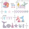 The Sea Cake Toppers Set with Little Resin 3D Mermaid Seaweed Bubble Starfish Shell Mermaid Tail Cupcake Picks