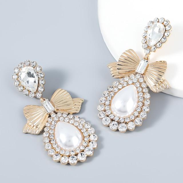 2022 New Trend Shiny Big Rhinestone Drop Shape Pendant Women's Earrings Wedding Party Fashion Jewelry Accessories