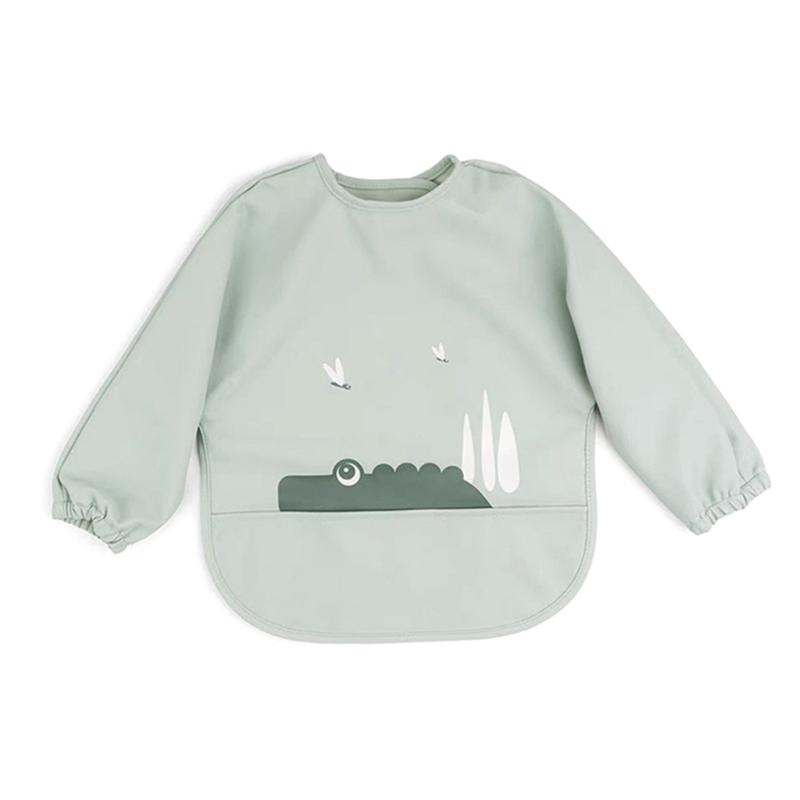 

Bib with Food Catcher Long Sleeve Baby Bib Cartoon Pattern Toddler Feeding Apron Bib for Baby 0-54 Months S 6 to12M