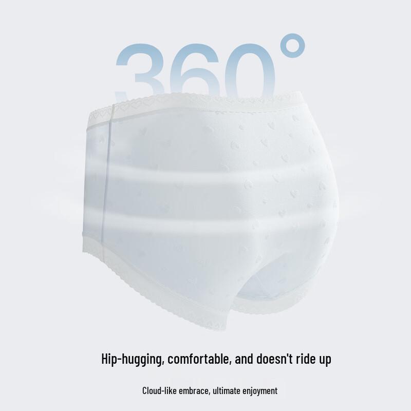 MaoRen Women's Modal Heart Jacquard High-Waist Briefs