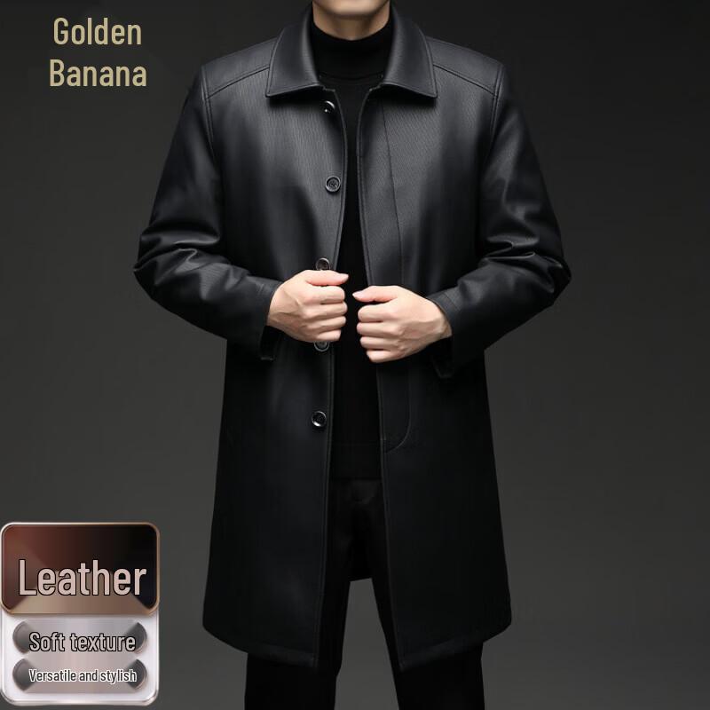 Men's Mid-Length Business Casual PU Leather Faux Leather Jacket