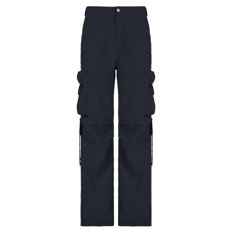 

Женские винтажные мешковатые брюки с пуговицами, повседневные карманы, джинсы-карго, уличные однотонные прямые джинсовые брюки, модные универсальные брюки XS чёрный