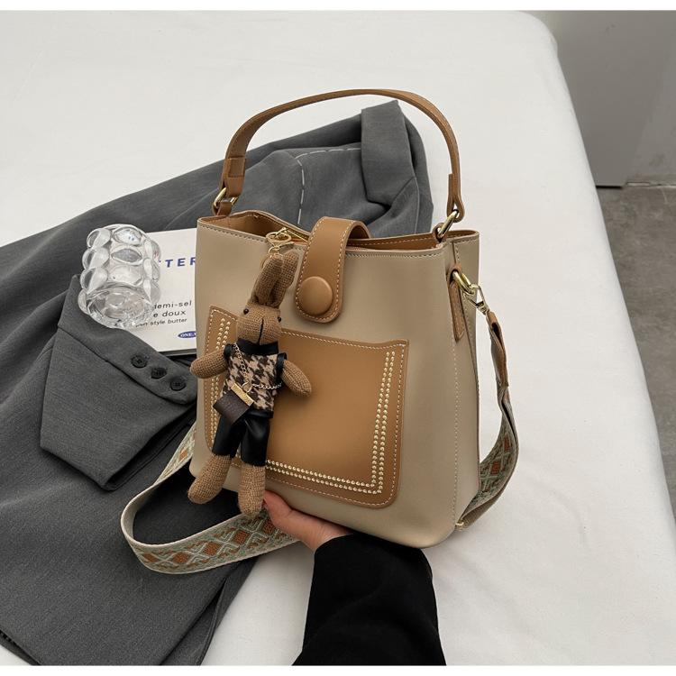 

Ретро сумка высокого класса женская 2025 новая корейская версия модная на плечо сумка-мессенджер нишевый дизайн портативная, ведро No pendant