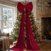 Solid Color Christmas Tree Topper Bow Long Streamers Tree Bow with Long Tails  Wedding Decoration