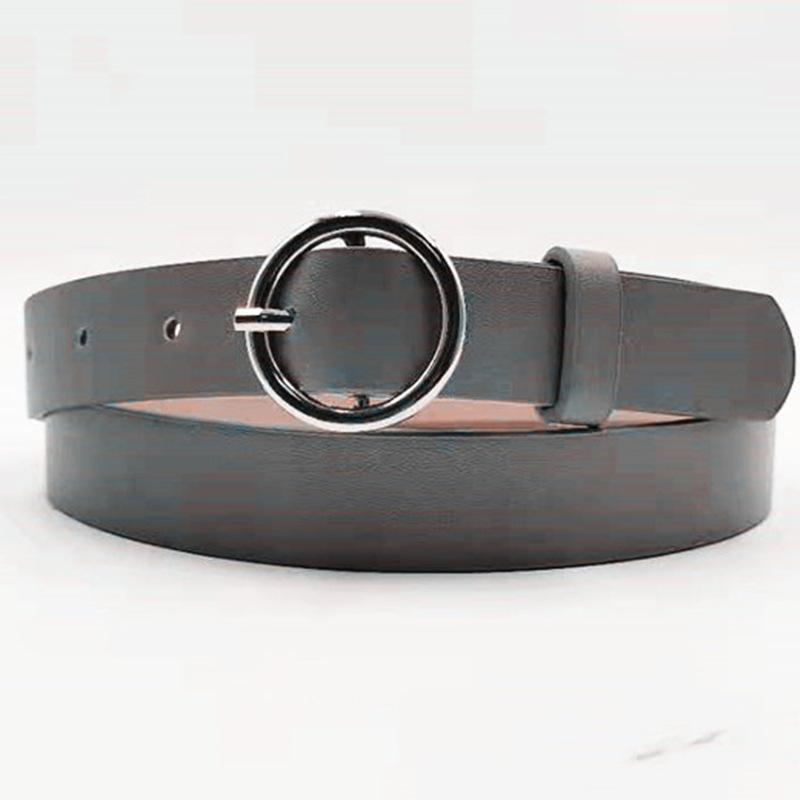 All-match Round Buckle Women's PU Belt Simple and Fashionable Jeans Belt New Student Belt